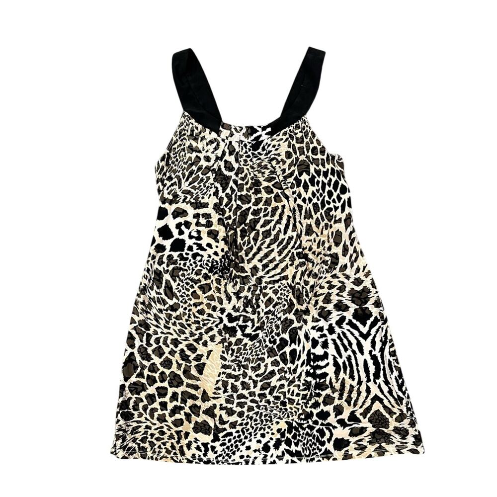Animal Print A Line Mini Dress Leopard Cheetah Y2K Party Vintage 2000s Glam M